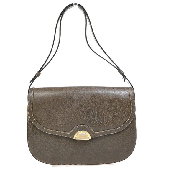 GUCCI Logo Old Gucci Shoulder Hand Bag Leather Brown GHW Italy 30KA845 - Picture 1 of 15
